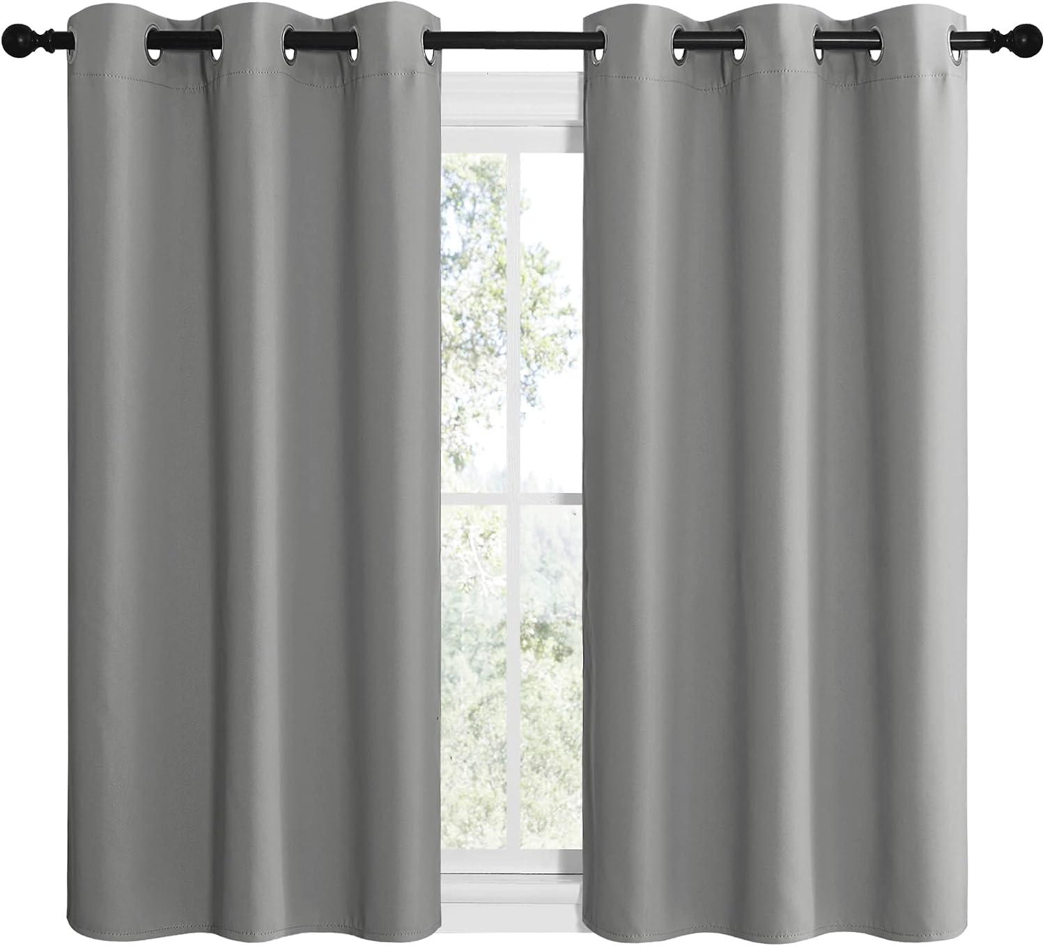 NICETOWN Thermal Insulated Grommet Blackout Curtains, Kids Window Drape Panel for Nursery, Privacy Short Curtains (Silver Grey, 2 Panels…