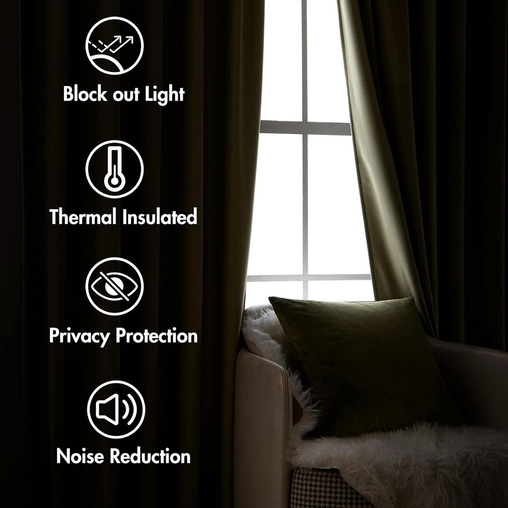 Miulee Velvet Curtains 96 inches 2 Panels - Luxury Blackout Curtains for Bedroom Living Room Thermal Insulated Super Soft Window Drapes Rod…