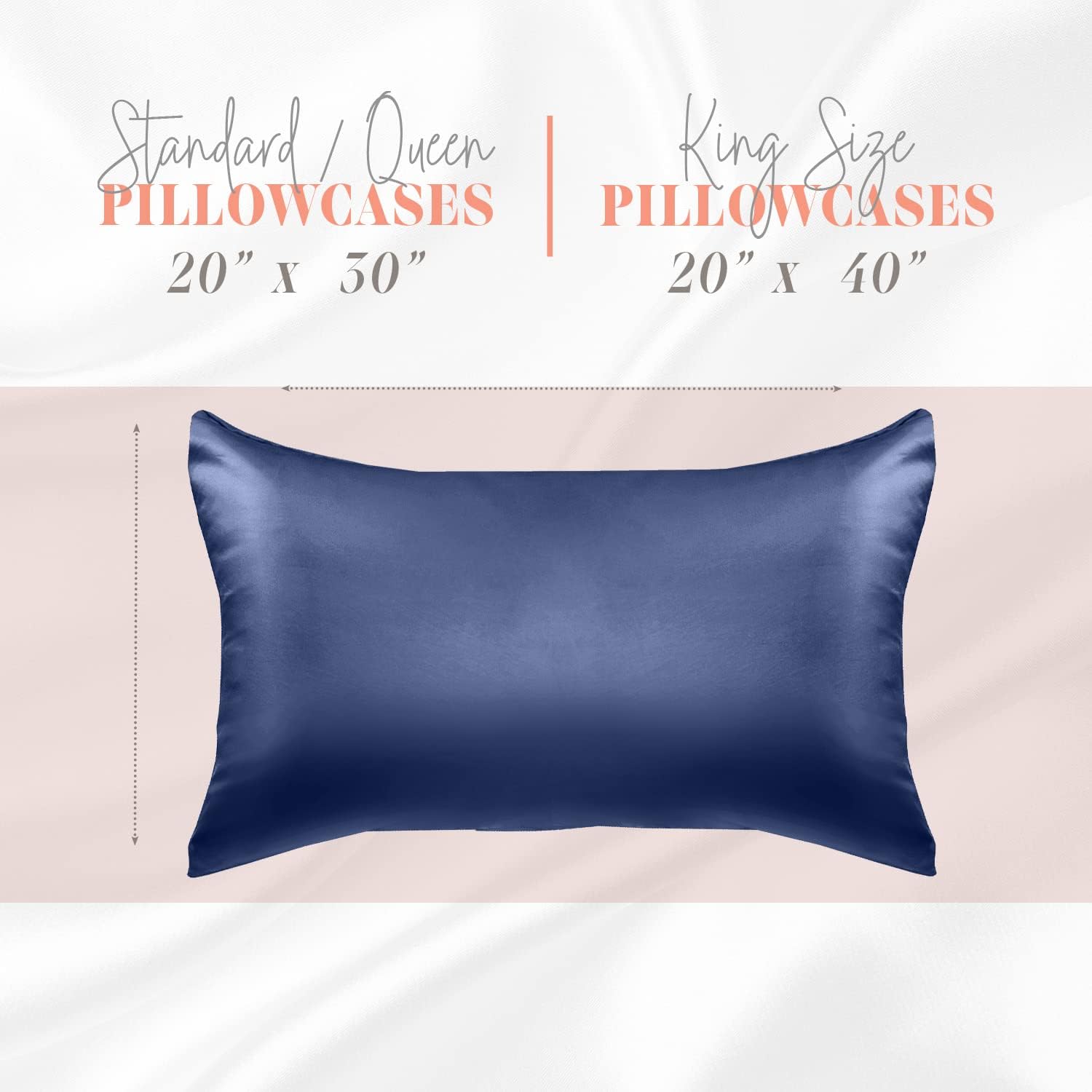 Elegantcomfort Elegant Comfort Silky and Luxurious 2-Piece Satin Pillowcase Set for Healthier Skin and Hair, Hidden Zipper Closure and Beau…