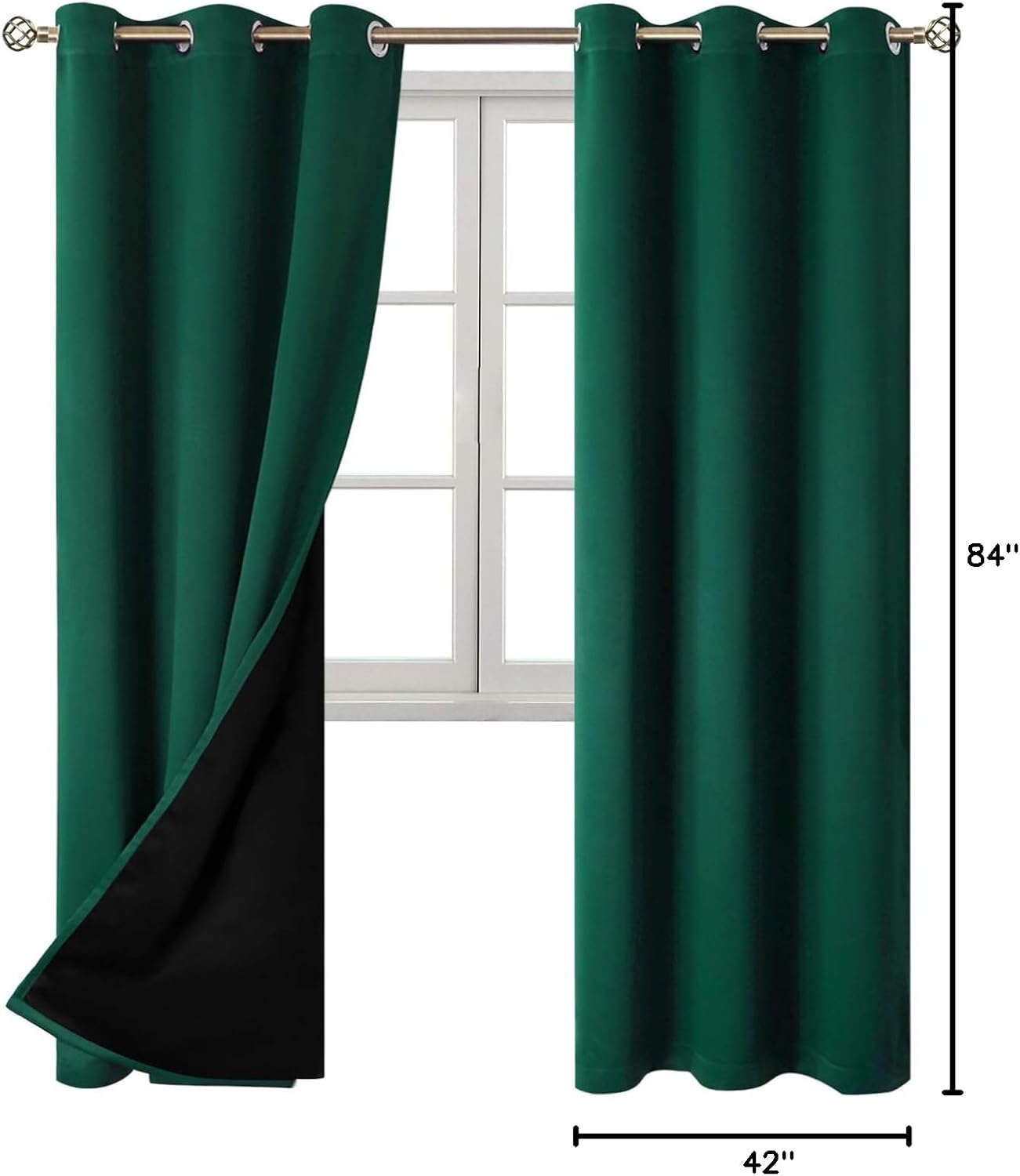 BGment Thermal Insulated 100% Blackout Curtains for Bedroom with Black Liner, Double Layer Full Room Darkening Noise Reducing Grommet Curta…