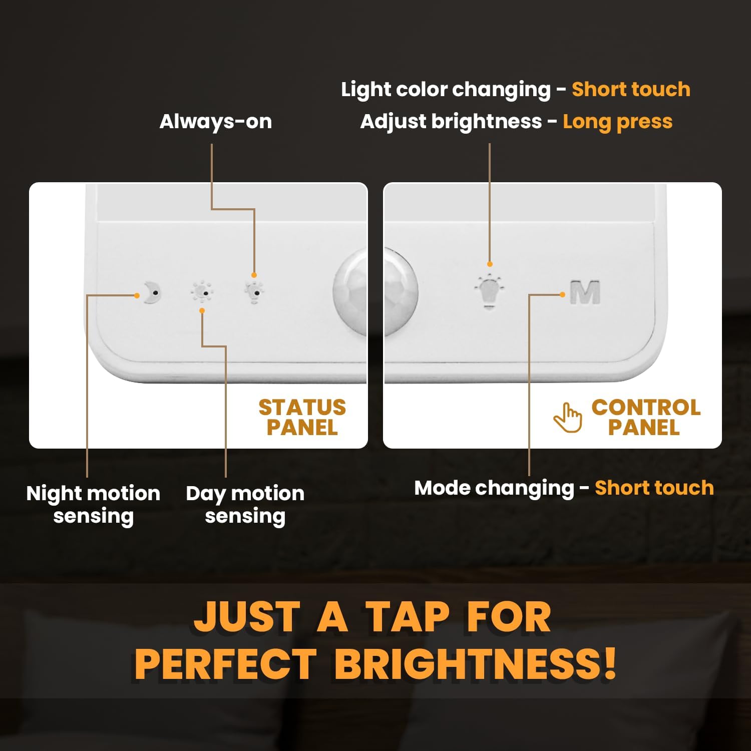 Motion Sensor Light Indoor Rechargeable, Battery Night Light 2000mAh, Motion Activated Night Lights Stick on 2 Pack, Dimmable Stair…