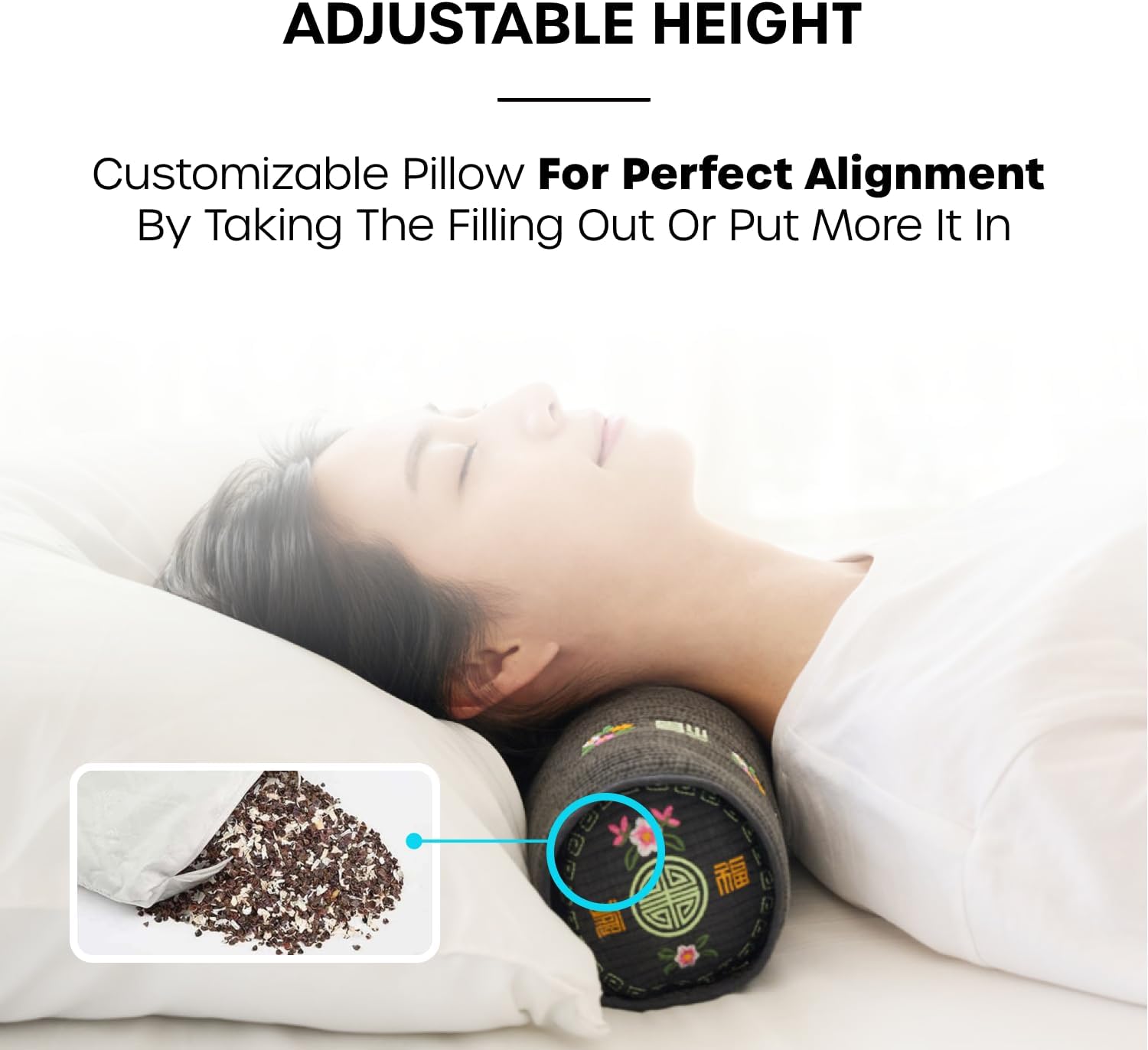 Kepitome 12-inch Korean Buckwheat Cervical Neck Roll — Compact Cypress-Filled Bolster Pillow for Targeted Neck Support (BTS Jungkook…