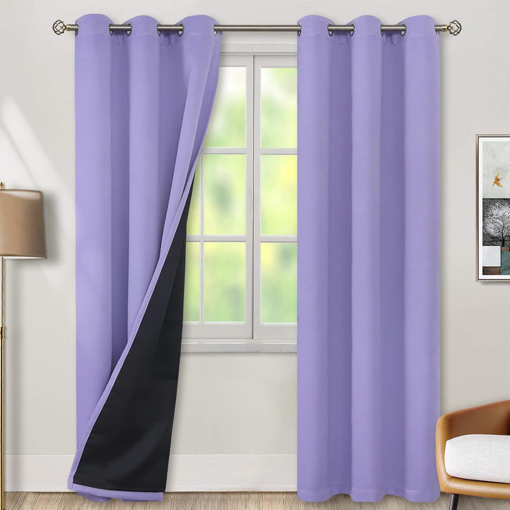 BGment Thermal Insulated 100% Blackout Curtains for Bedroom with Black Liner, Double Layer Full Room Darkening Noise Reducing Grommet Curta…