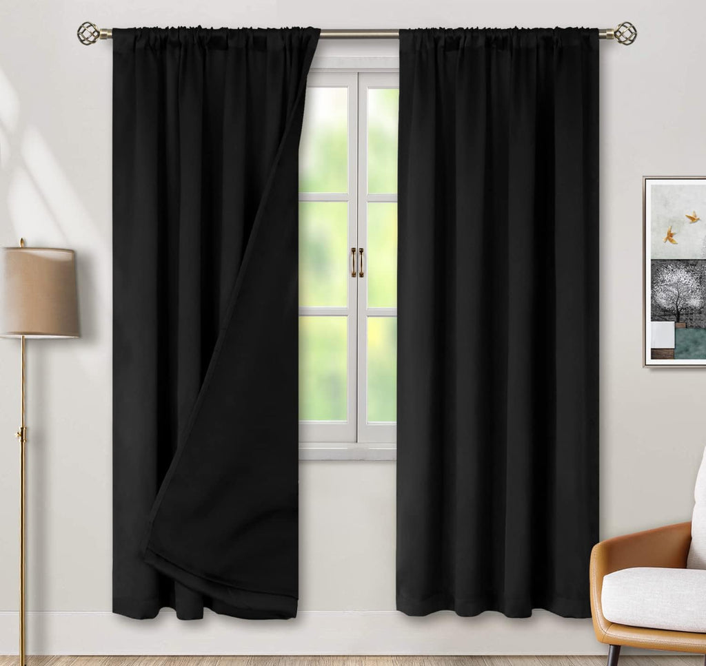 BGment Thermal Insulated 100% Blackout Curtains for Bedroom with Black Liner, Double Layer Full Room Darkening Noise Reducing Rod Pocket…