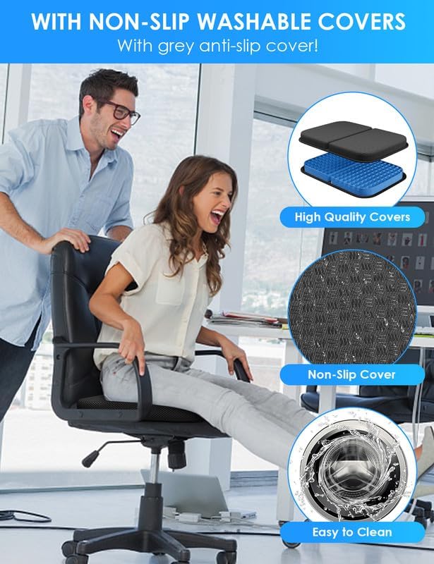 Wisimmall Gel Seat Cushion Portable Travel Cushions, 16.5" x 12" Large Size Super Thick Foldable Chair Seat Cushion Lightweight for Car Off…