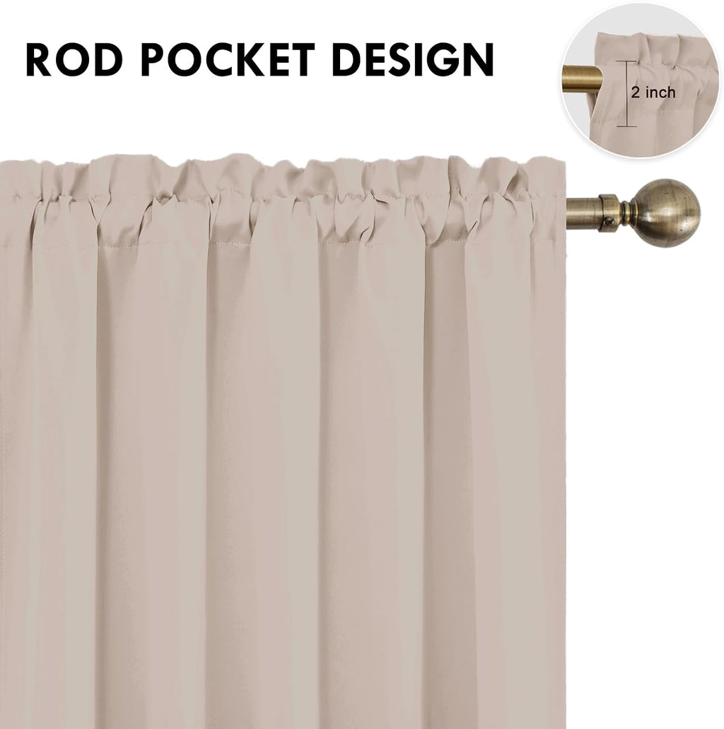 DWCN Blackout Curtains for Living Room Thermal Insulated, Energy Saving & Noise Reducing Bedroom Curtains, Camel, W 70x L 84 Inch, Set of…