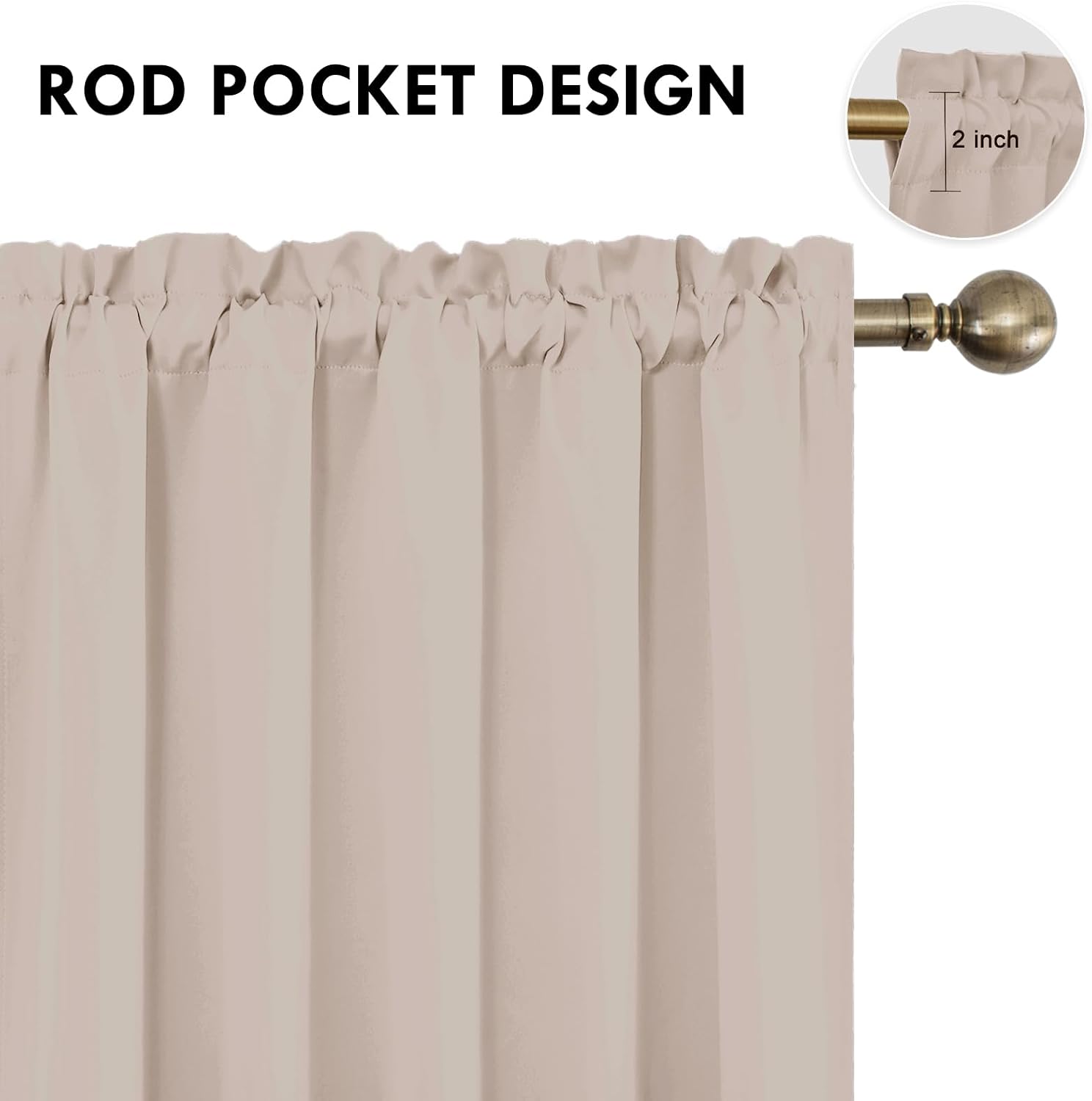 DWCN Blackout Curtains for Living Room Thermal Insulated, Energy Saving & Noise Reducing Bedroom Curtains, Camel, W 70x L 84 Inch, Set of…