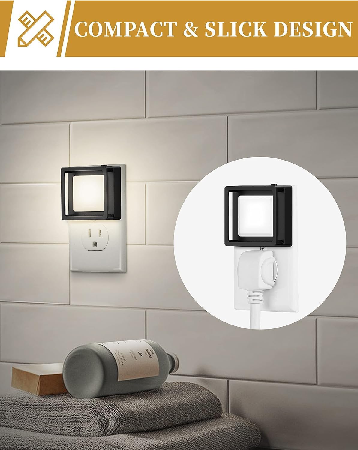 DORESshop Night Light [2 Pack], LED Night Light with Dusk to Dawn Sensor, Night Lights Plug Into Wall, Adjustable Brightness Nightlights…