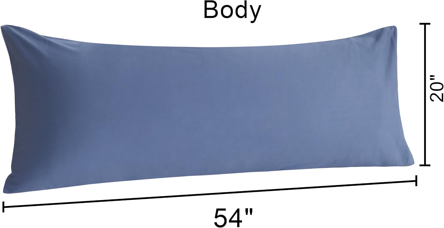 Ntbay Cotton Body Pillowcase - Envelope Closure 20x54 Pillowcase, Breathable and Soft Bed Pillow Case, Denim Blue Cotton Blue