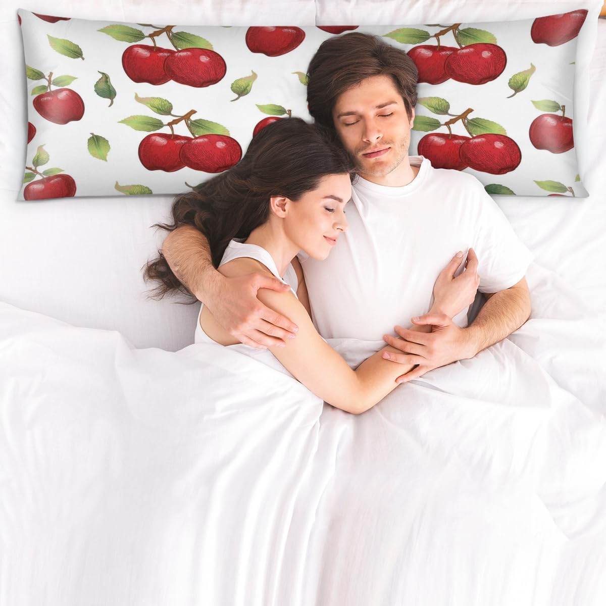 Aglebo Watercolor Apples Beautiful Body Pillow Covers Super Soft Satin Decorative Pillowcase with Hidden Zipper Cooling Breathable Case Rec…