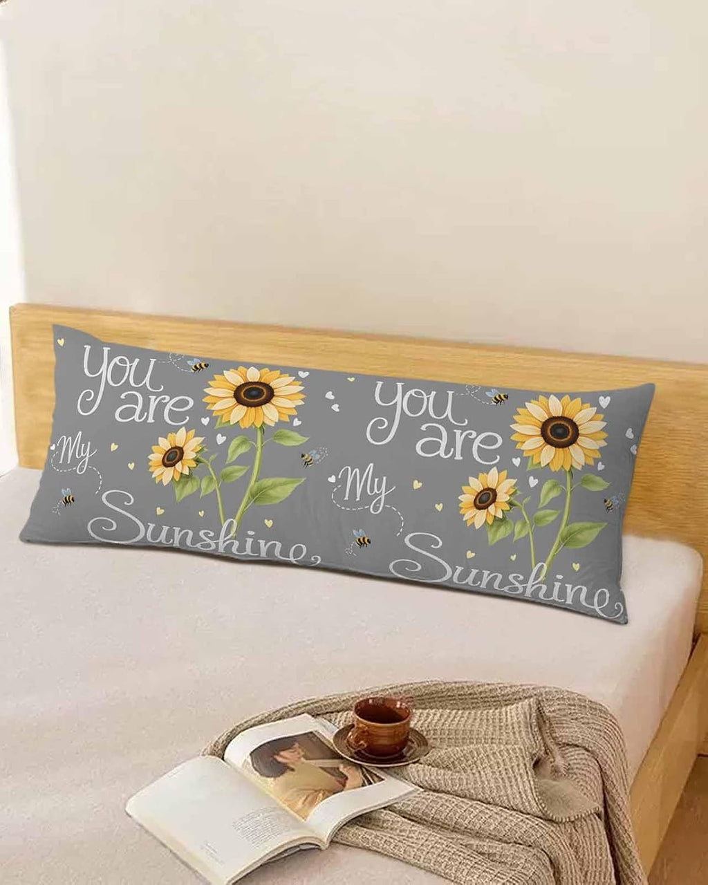 Rgaienmelw You Are My Sunshine Body Throw Pillow Covers 20x54 Inches, Rectangle Decorative Pillowcase with Zipper, Yellow Sunflowers C…
