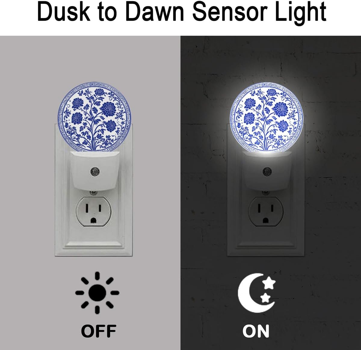 Blue Flower Night Light Auto Sensor Led Dusk to Dawn Lamp Home Decor for Men Women