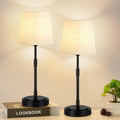 Cordless Table Lamps Set of 2 – Battery Operated Lamp with 7500mAh Rechargeable Battery, Stepless Dimmable Black Lamps with Beige Shade…