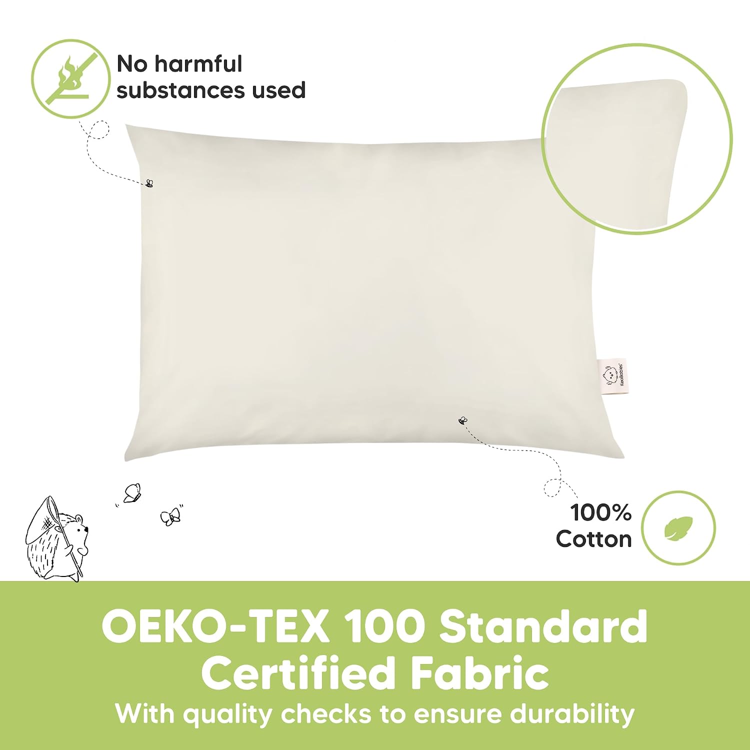 KeaBabies 2-Pack Toddler Pillows 2 Year Old to 5-13x18 Soft Organic Cotton Kids Pillow for Sleeping, Travel, School, Daycare, Nap…