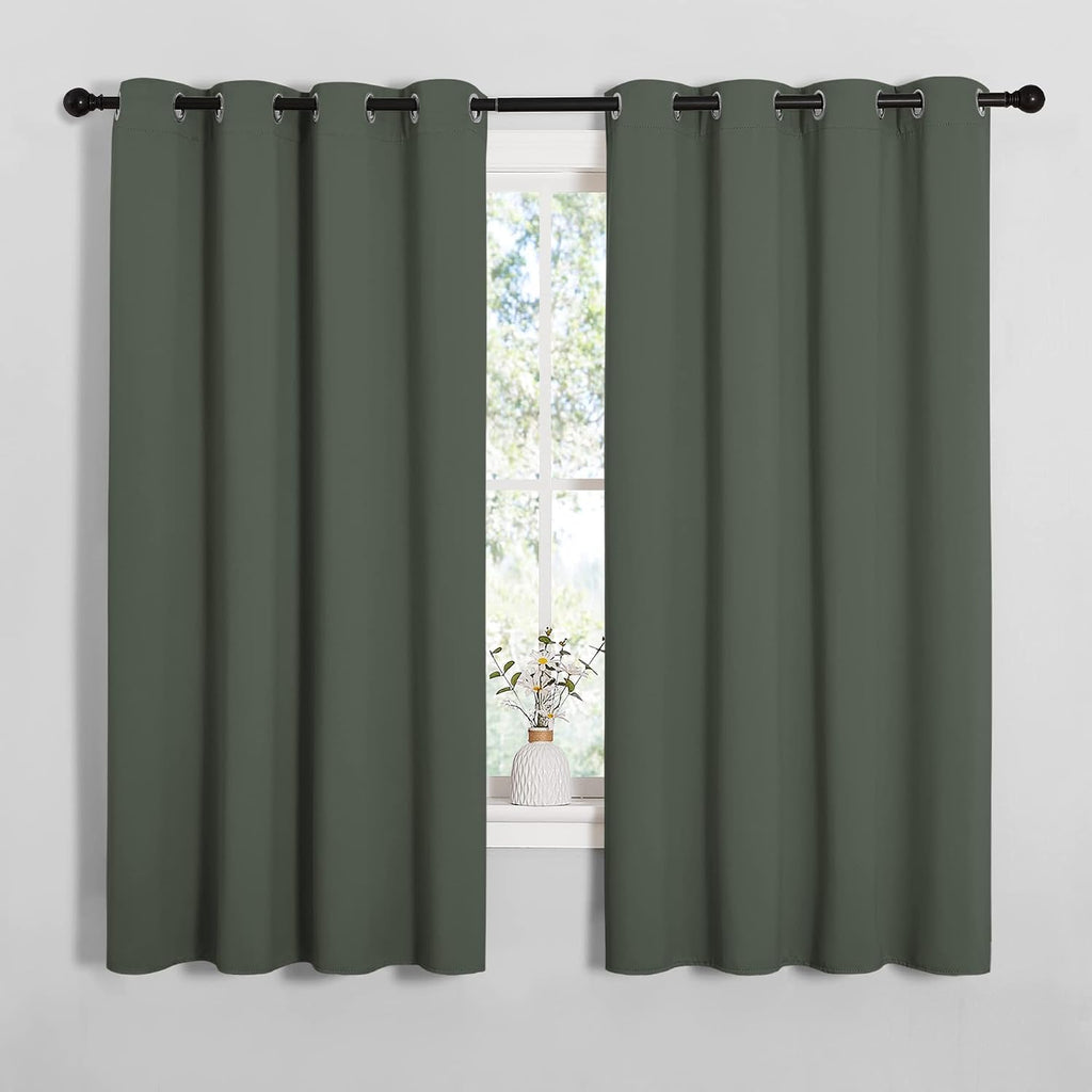 NICETOWN Thermal Insulated Curtains Blackout Draperies, Window Treatment Solid Grommet Room Darkening Drape Panels for Bedroom (Dark…