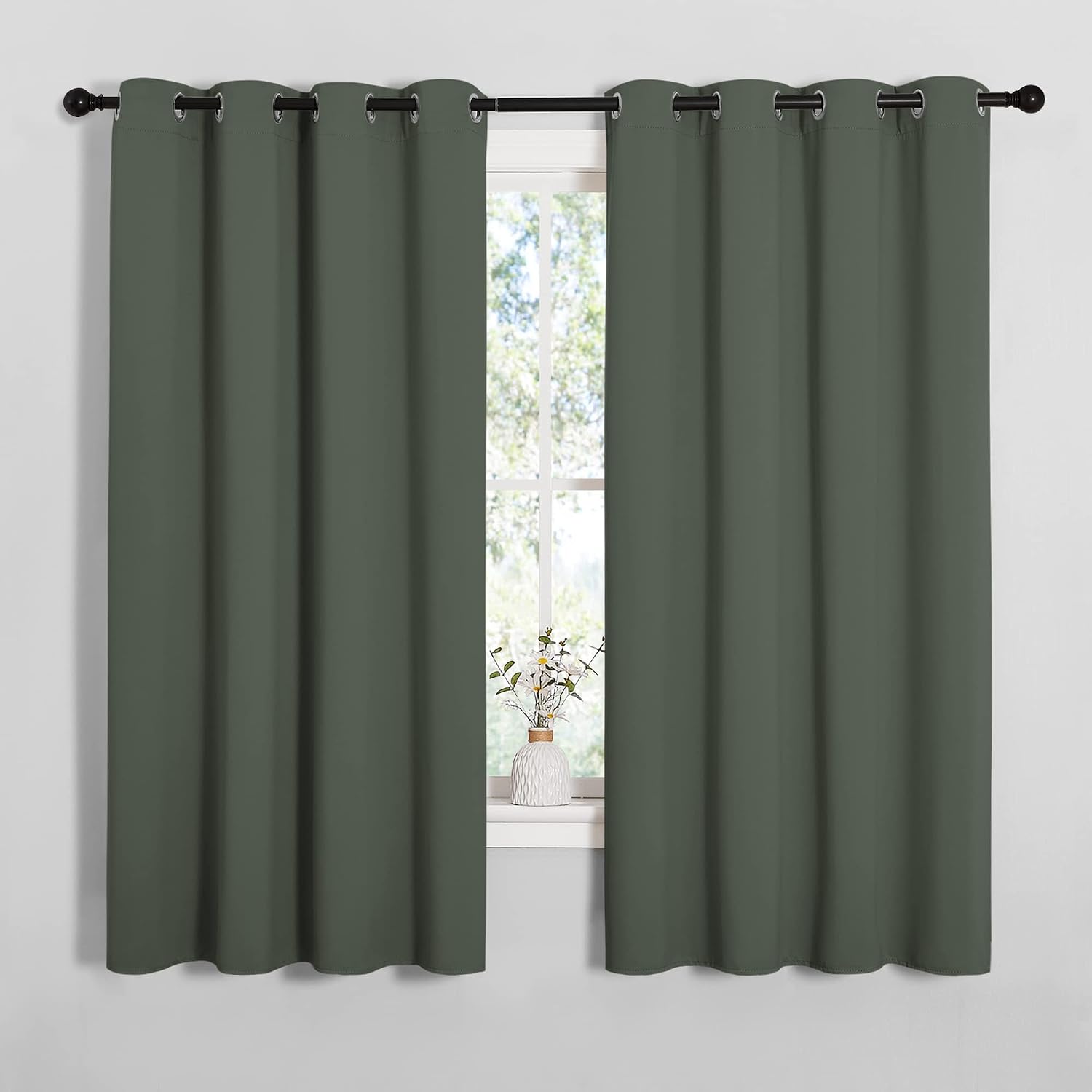 NICETOWN Thermal Insulated Curtains Blackout Draperies, Window Treatment Solid Grommet Room Darkening Drape Panels for Bedroom (Dark…