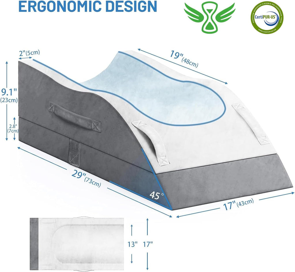 TranquilRelax Double Leg Elevation Pillows, Wedge Pillow for After Surgery, Memory Foam Support Adjustable, Comfort comfort for…