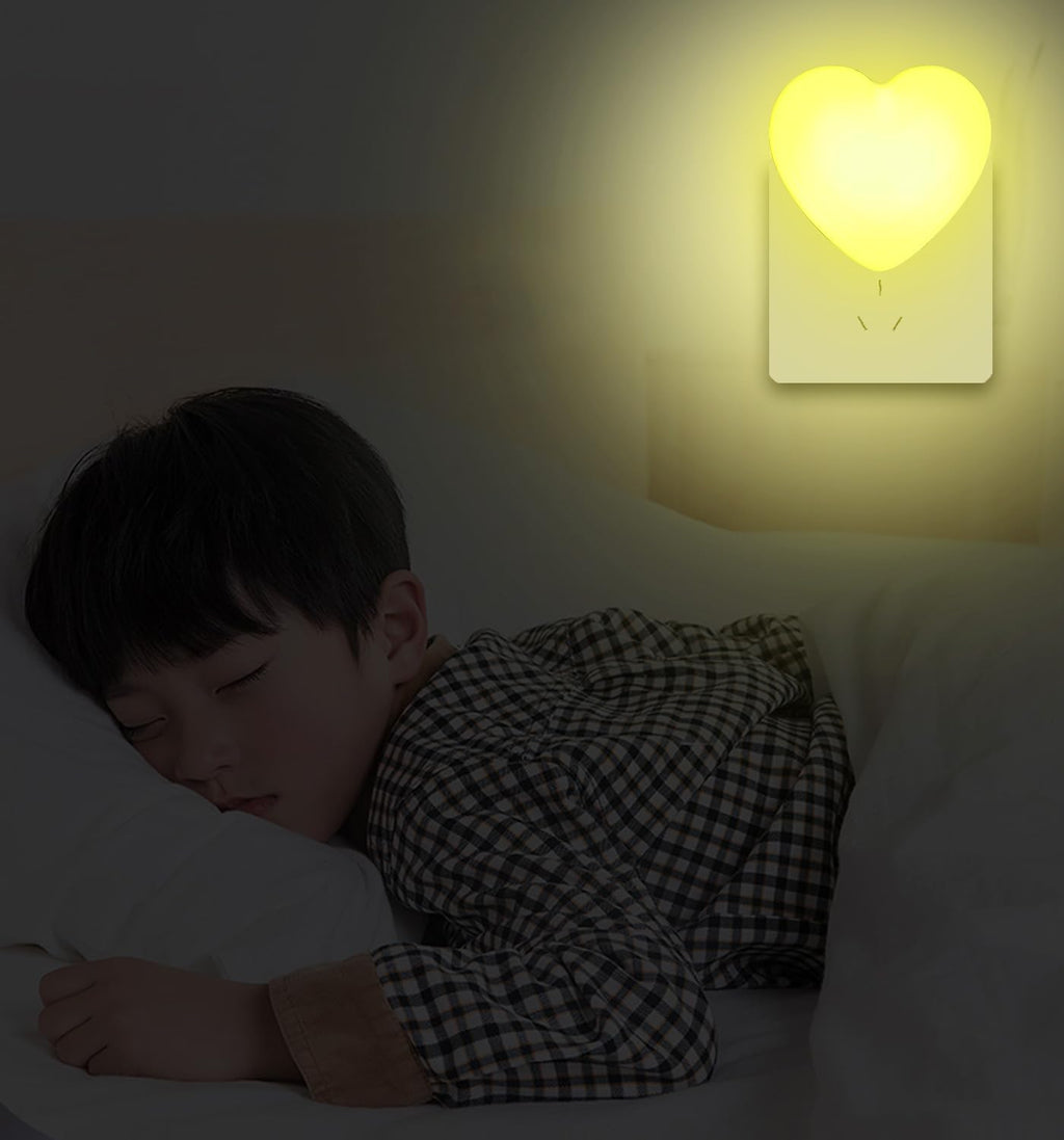 INZU Cute Night Light, Heart Night Light for Kids, LED Nightlight with Auto Dusk to Dawn Sensor, Nightlight Plug into Wall with Soft Warm…