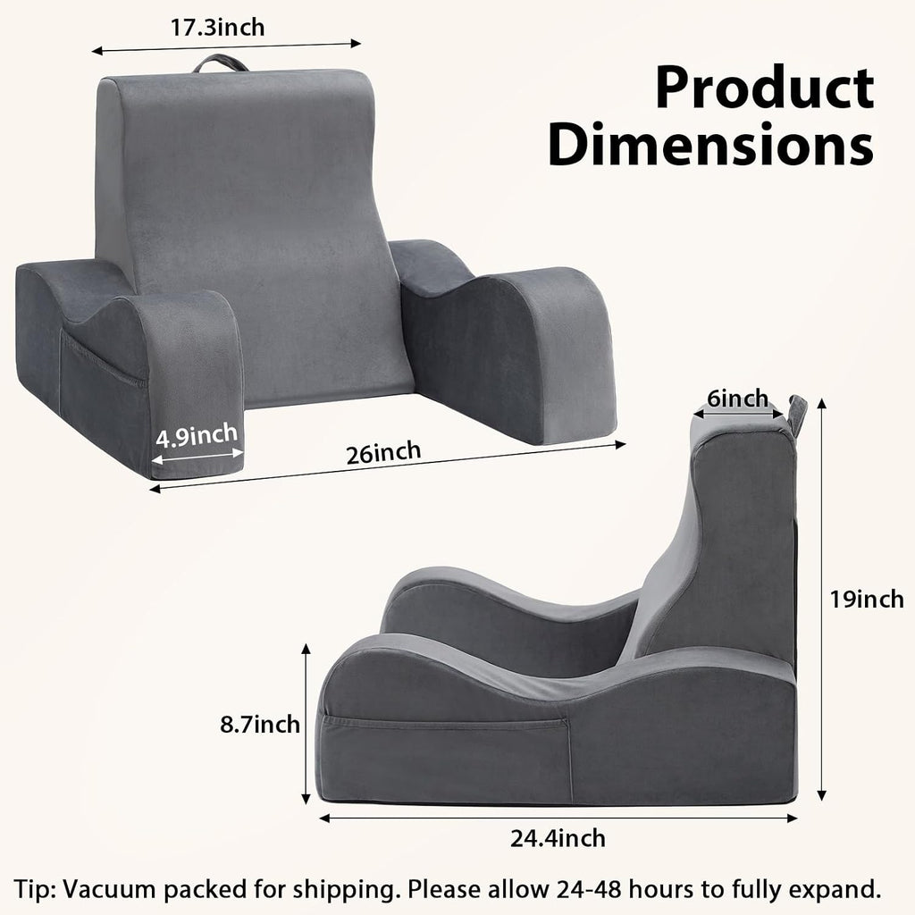 Quilmfoam Reading Pillow for Sitting in Bed Adult, Back Pillow for Sitting Up with Arms, Bed Pillow Back Support for Reading, TV, Gaming…