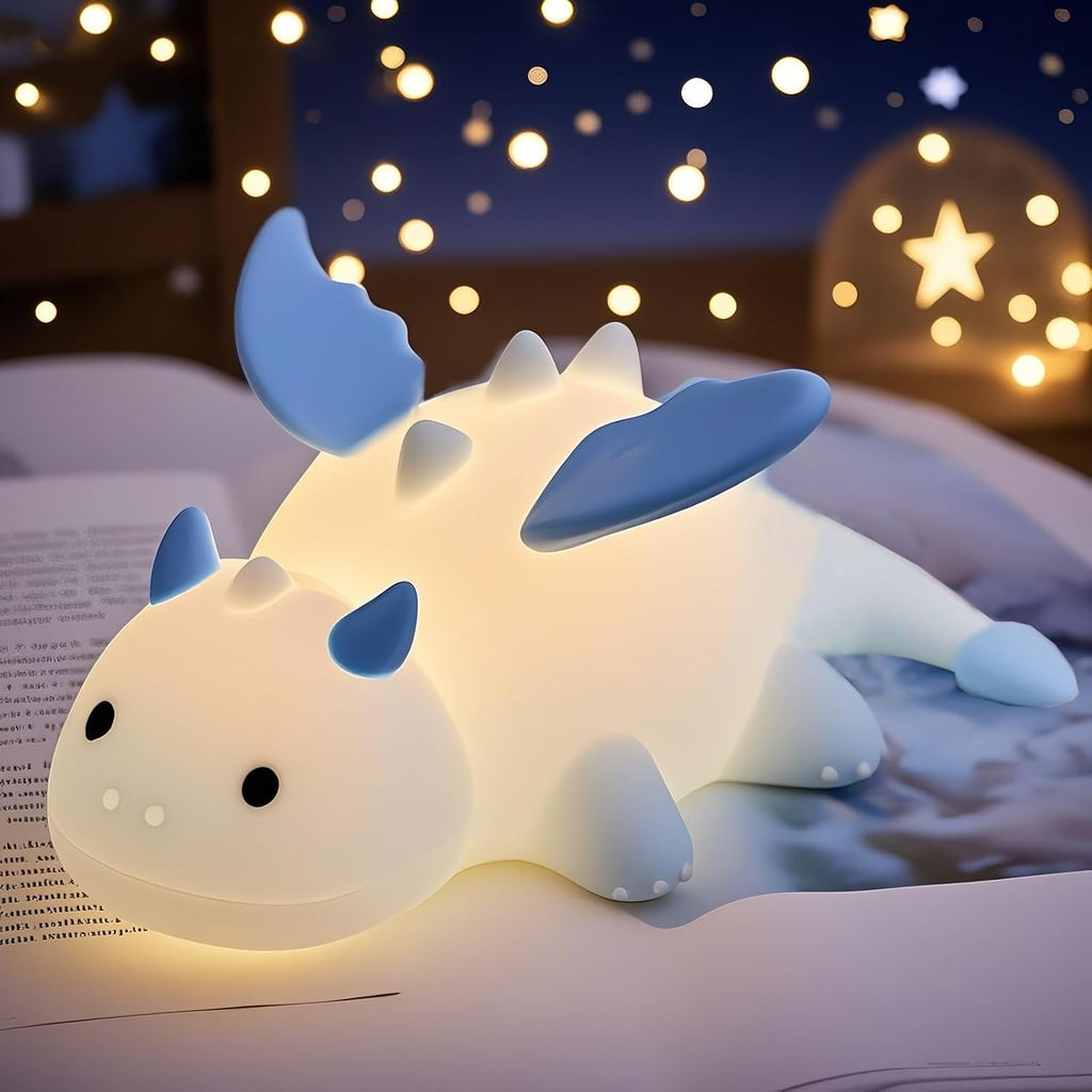 Dragon Night Light, Cute Baby Dragon Gifts, Soft Silicone Lamp with 3 Level Warm Light and RGB Changing, Breastfeeding Nursery Portable…