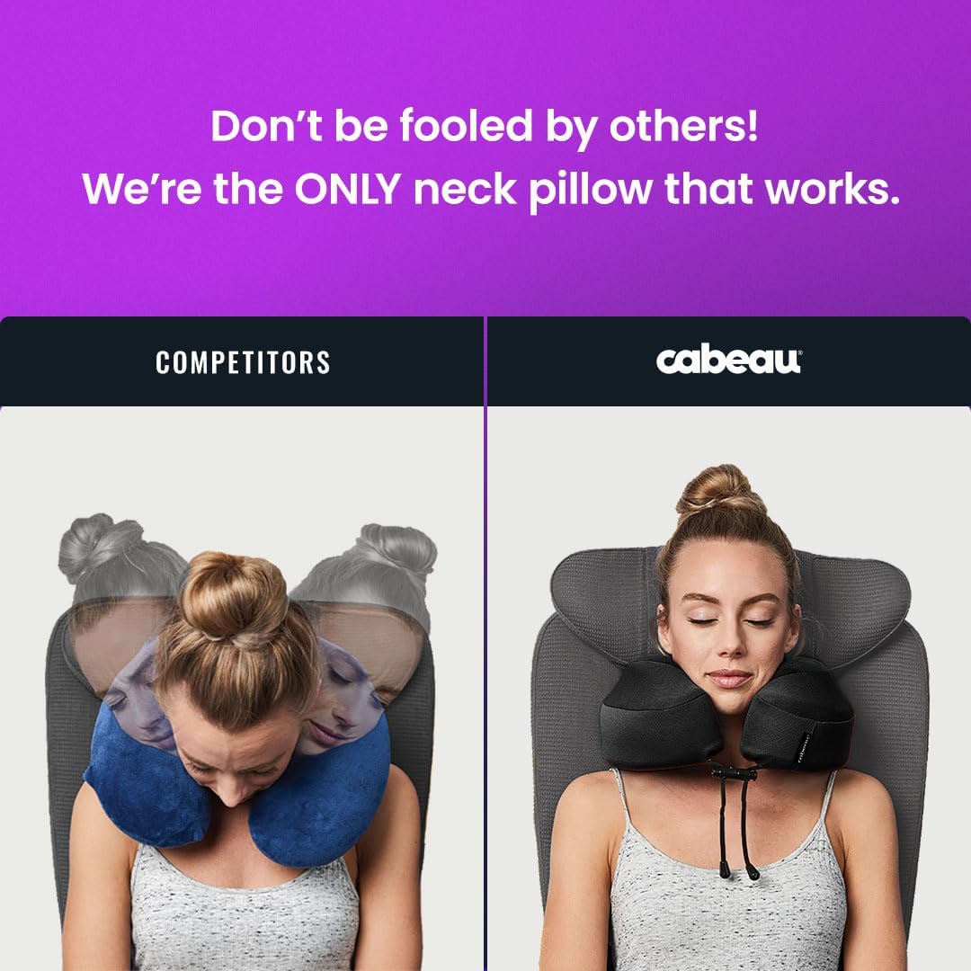Cabeau Evolution S3 Airplane Travel Pillow for Long Flights - Supportive Memory Foam Body Positioner with Seat Straps to Se Your Head a…