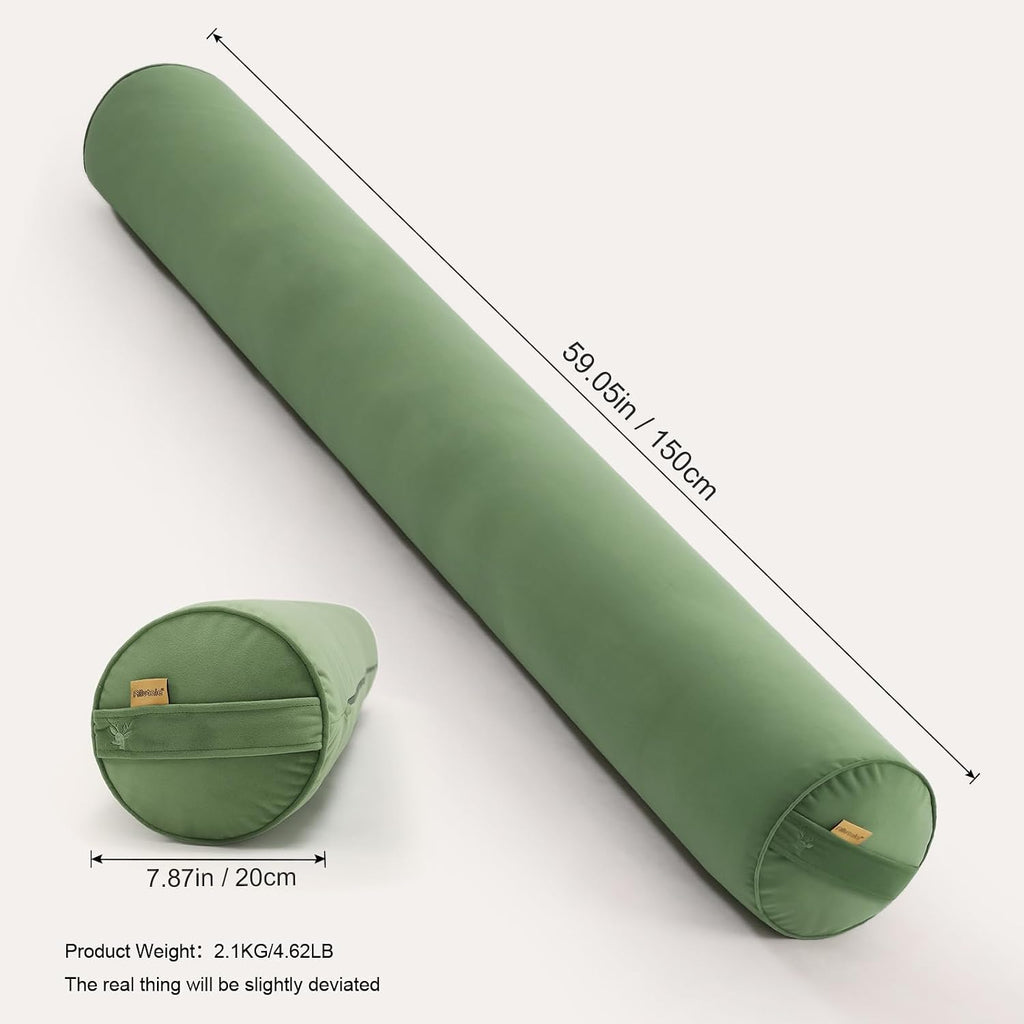 Body Pillow for Adults, Long Round Pillow, Big Cylindrical Pillow, Large Full Bolster Pillows for Side Sleepers (Olive Green, 59"*7.87")