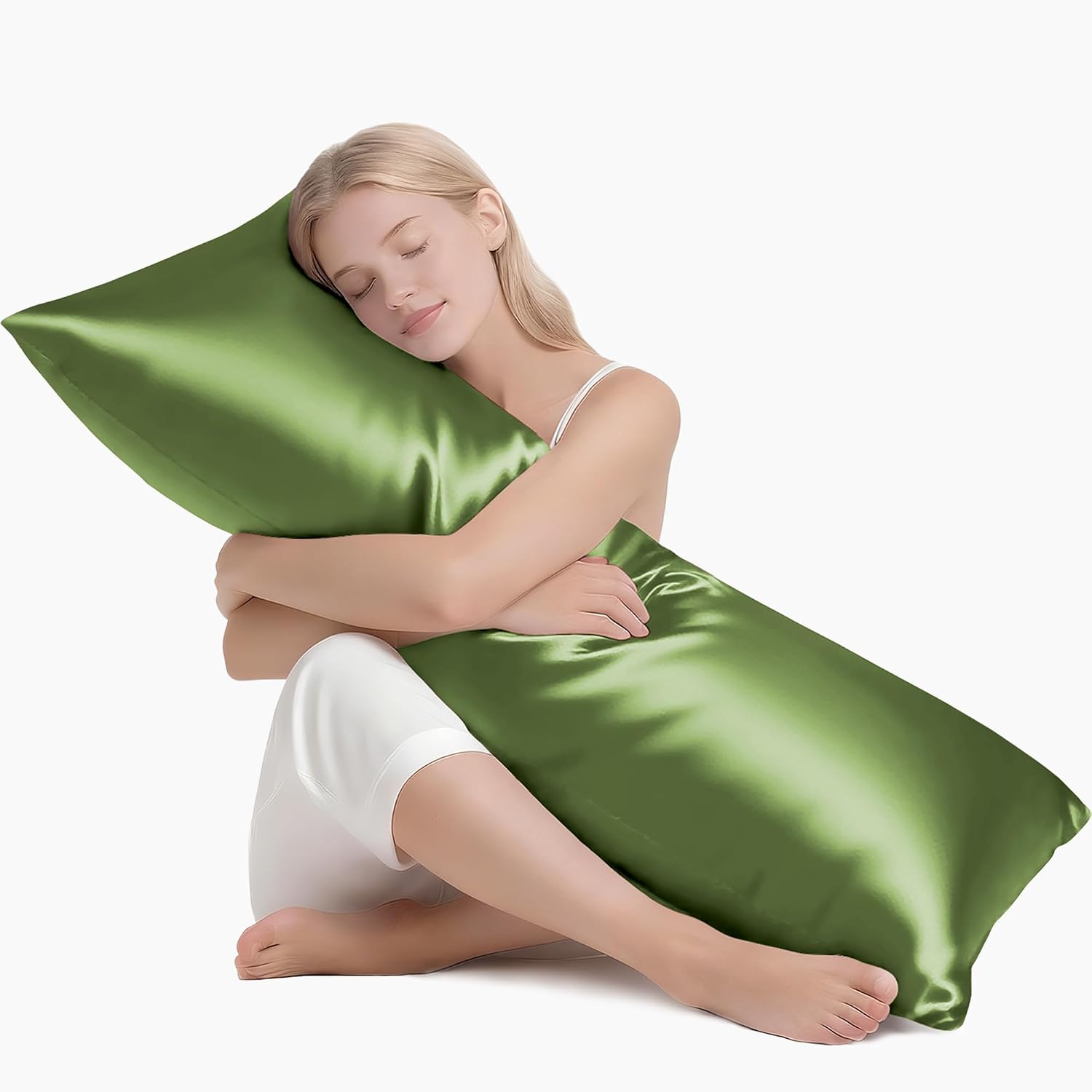 MR&HM Satin Body Pillow Cover, Soft and Breathable Body Pillow Case with Envelope Closure, Cooling and Silky Long Pillowcase for Hair and…