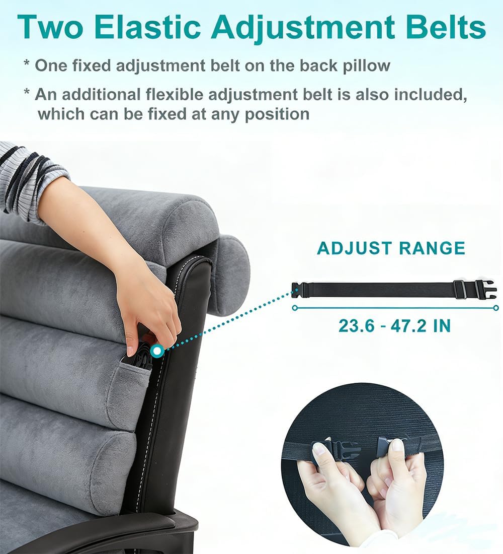 Lumbar Support Pillow for Office Chair, Computer/Desk Chair/Couch, Sitting on Bed, Back Support Adjustable for Chair, Patented 6-fold…