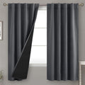 BGment Dark Grey 100% Blackout Curtains 63 Inches Long with Thermal Insulated Liner, Rod Pocket and Back Tab Double Layer Full Room…