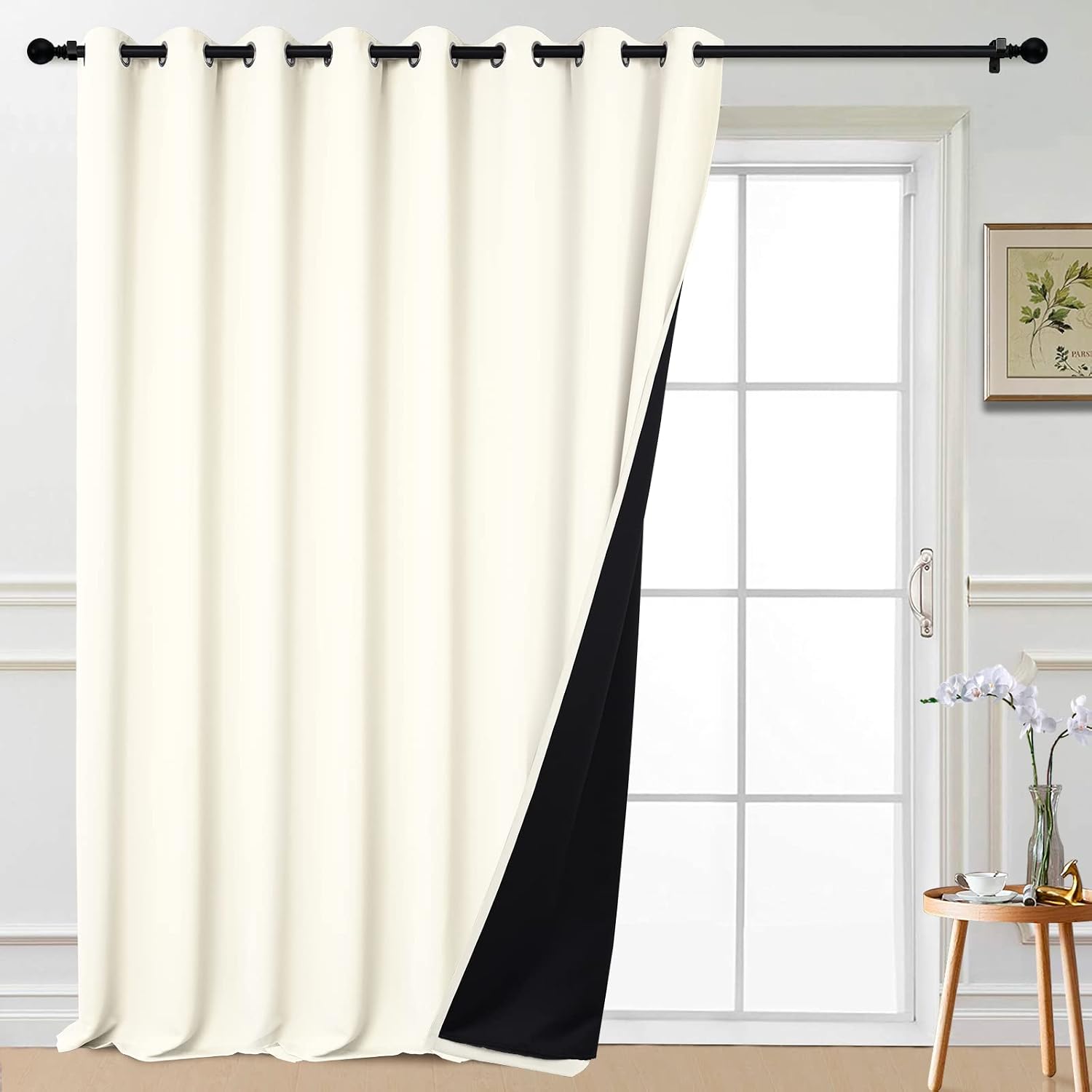 Yakamok Total Blackout Extra Wide Patio Sliding Door Curtains, Grommet Thermal Insulated Blind Curtains, Sliding Glass Door Panel for…