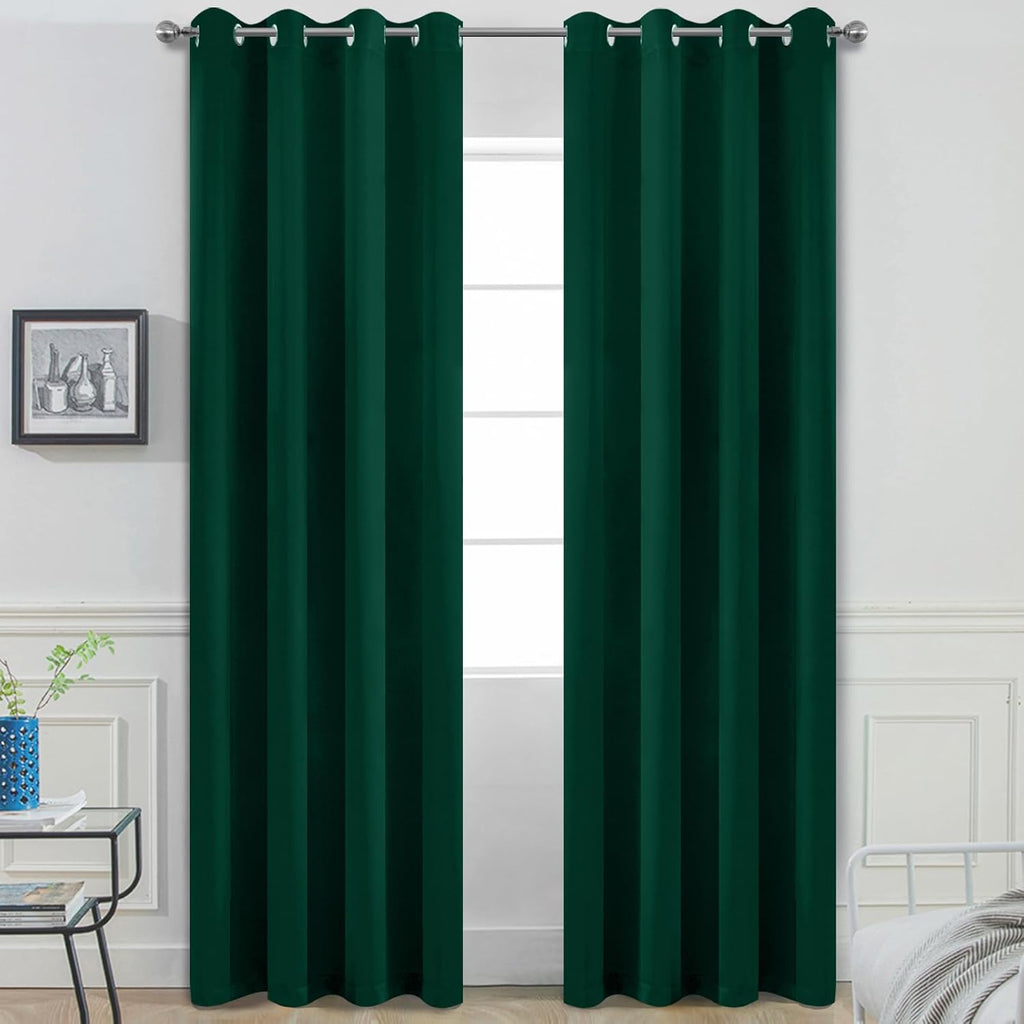 Yakamok Blackout Curtains Room Darkening Thermal Insulated Window Panels, Solid Grommet Top Drapes for Bedroom/Living Room(52Wx90L, Dark…