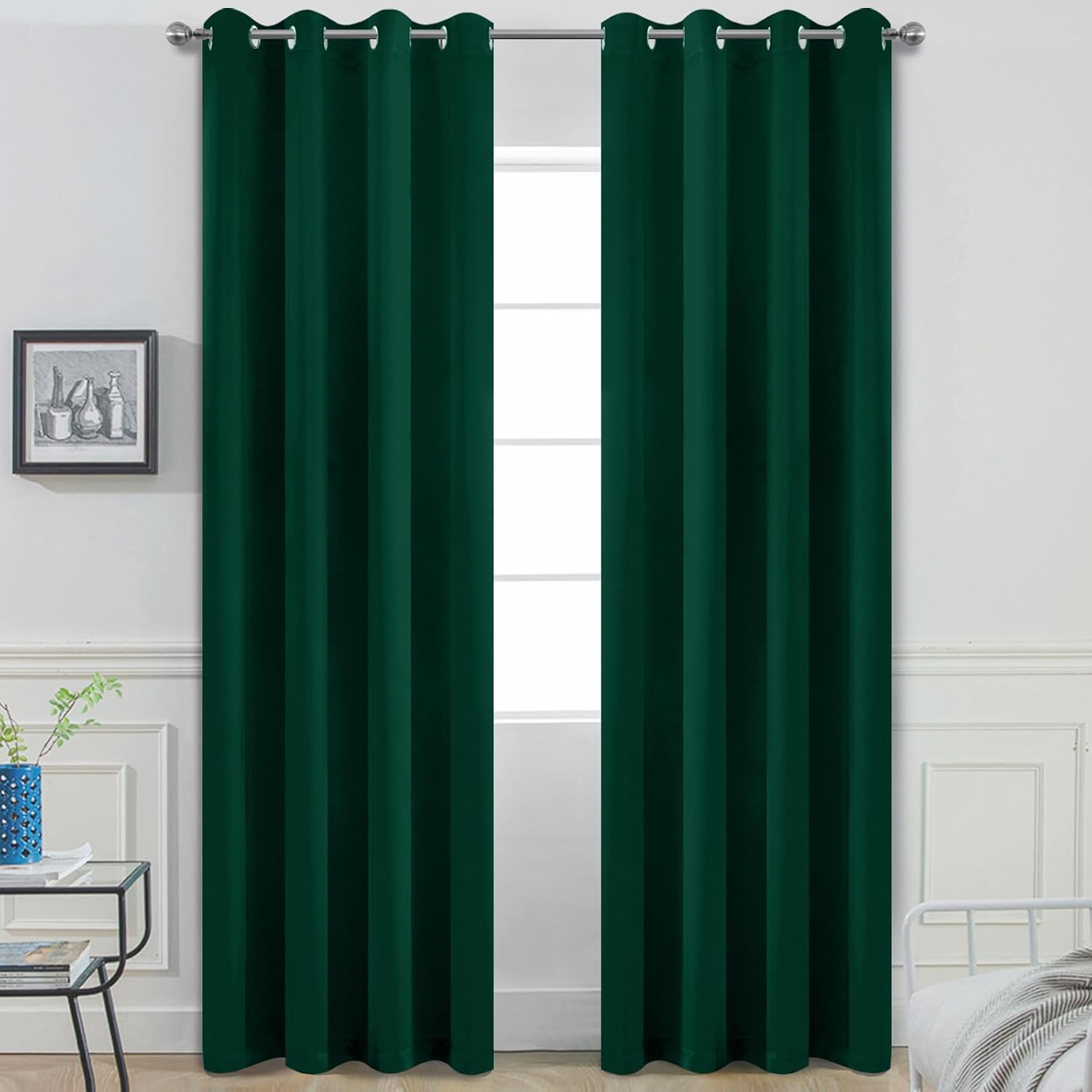 Yakamok Blackout Curtains Room Darkening Thermal Insulated Window Panels, Solid Grommet Top Drapes for Bedroom/Living Room(52Wx90L, Dark…