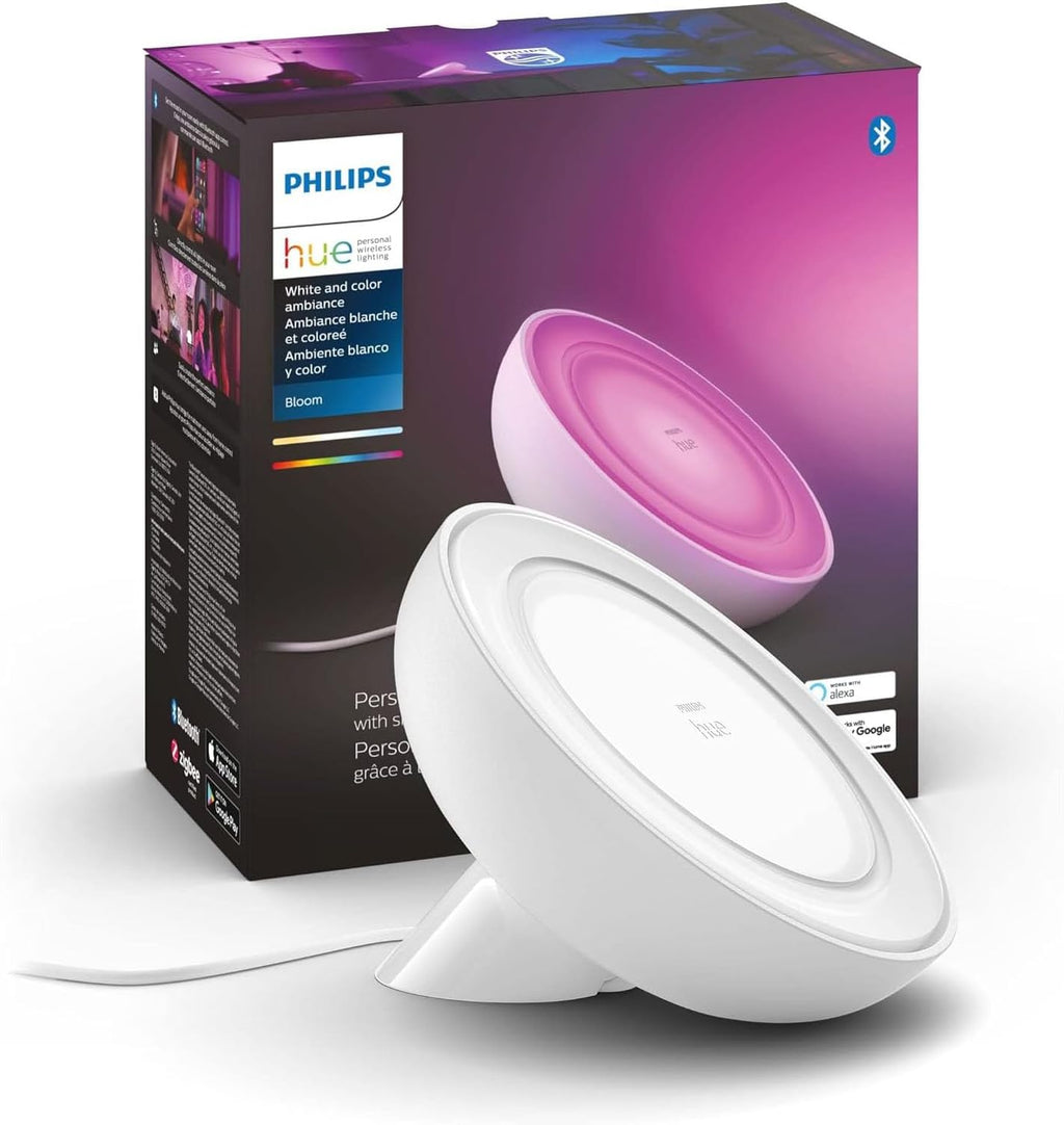 Philips Hue Bloom Smart Table Lamp, White - White and Color Ambiance LED Color-Changing Light - 1 Pack - Control with Hue App - Works…
