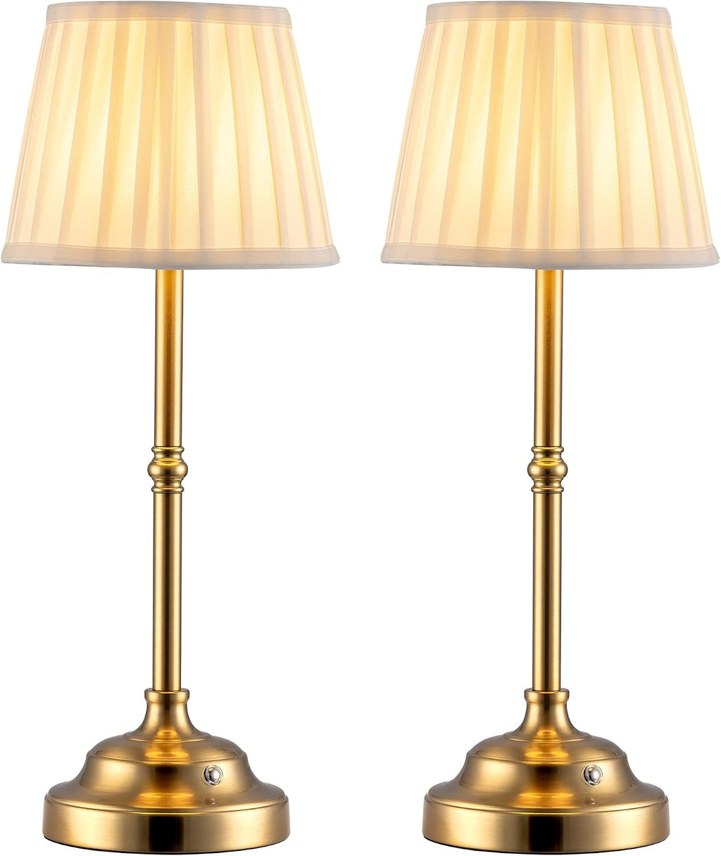 KDG Cordless LED Table Lamp Set of 2, Portables Fabric Shade Desk Lamps, 4000mAh Rechargeable Battery Powered Lighting, Dimmable Light…