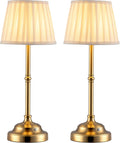 KDG Cordless LED Table Lamp Set of 2, Portables Fabric Shade Desk Lamps, 4000mAh Rechargeable Battery Powered Lighting, Dimmable Light…