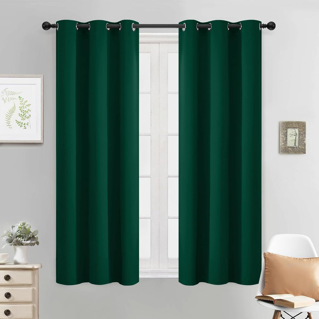 Yakamok Dark Green Blackout Curtains for Bedroom, Room Darkening Thermal Insulated Grommet Window Curtains, Light Blocking Blackout…