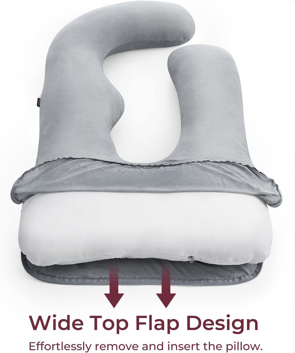 Momcozy Cooling Cover for Pregnancy Pillows, U-Shaped Full Body Maternity Pillow for Side Sleepers 57 Inch - Support for Back, Hip…