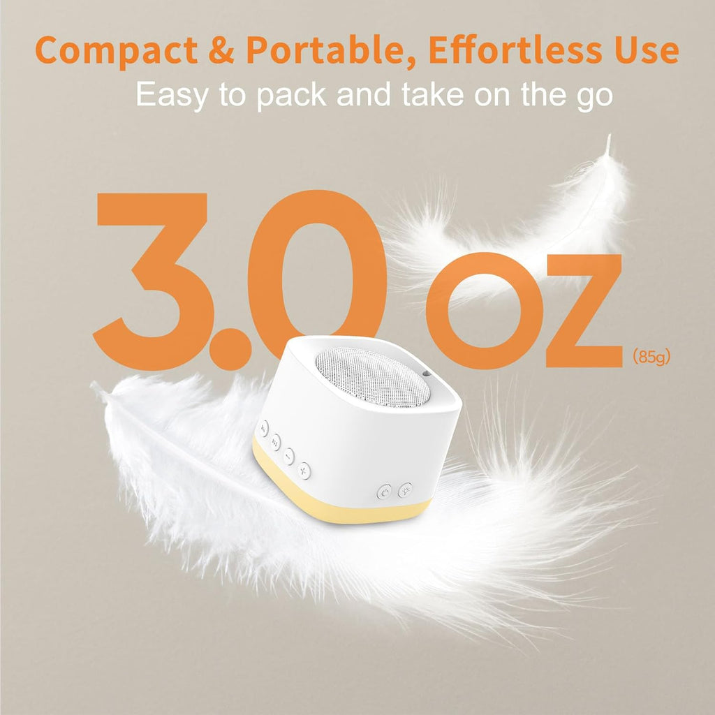 Portable Mini White Noise Sound Machine for Travel – Amber Breathing Night Light, 16 Soothing Sounds, 30-Hour Rechargeable Battery, Timer…