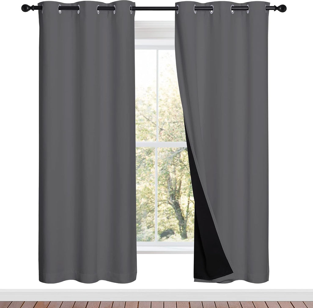 Nicetown Grey Full Shade Curtain Panels, Pair of Energy Smart & Noise Blocking Out Blackout Drapes for Dining Room Window, Thermal Insulate…