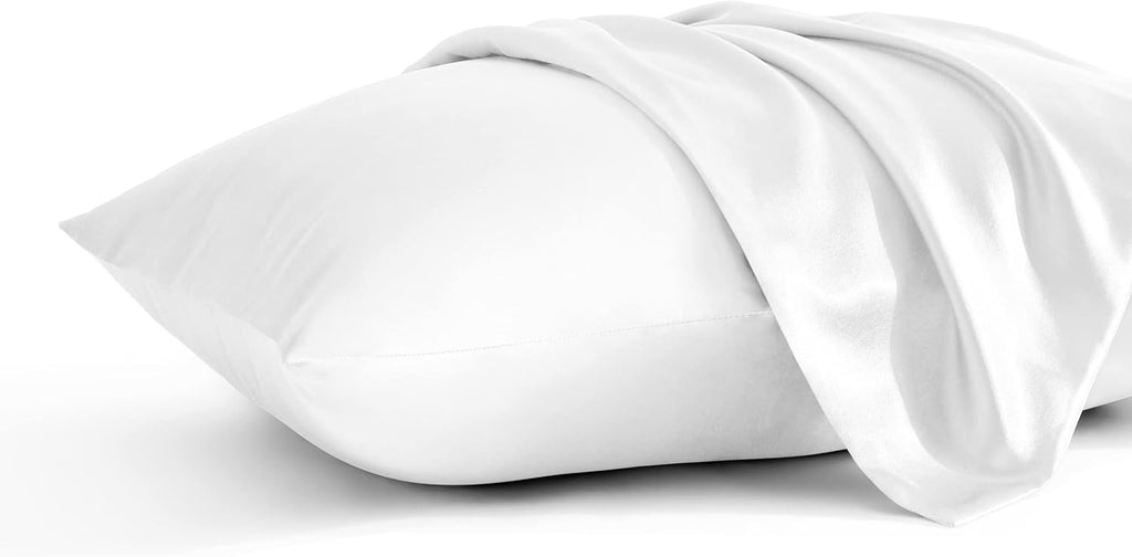 BEDSUM 2 Pack Standard Silk Satin Pillowcases for Hair and Skin, Silky Soft and Luxurious Bedding Pillow Cases with Envelope Closure…