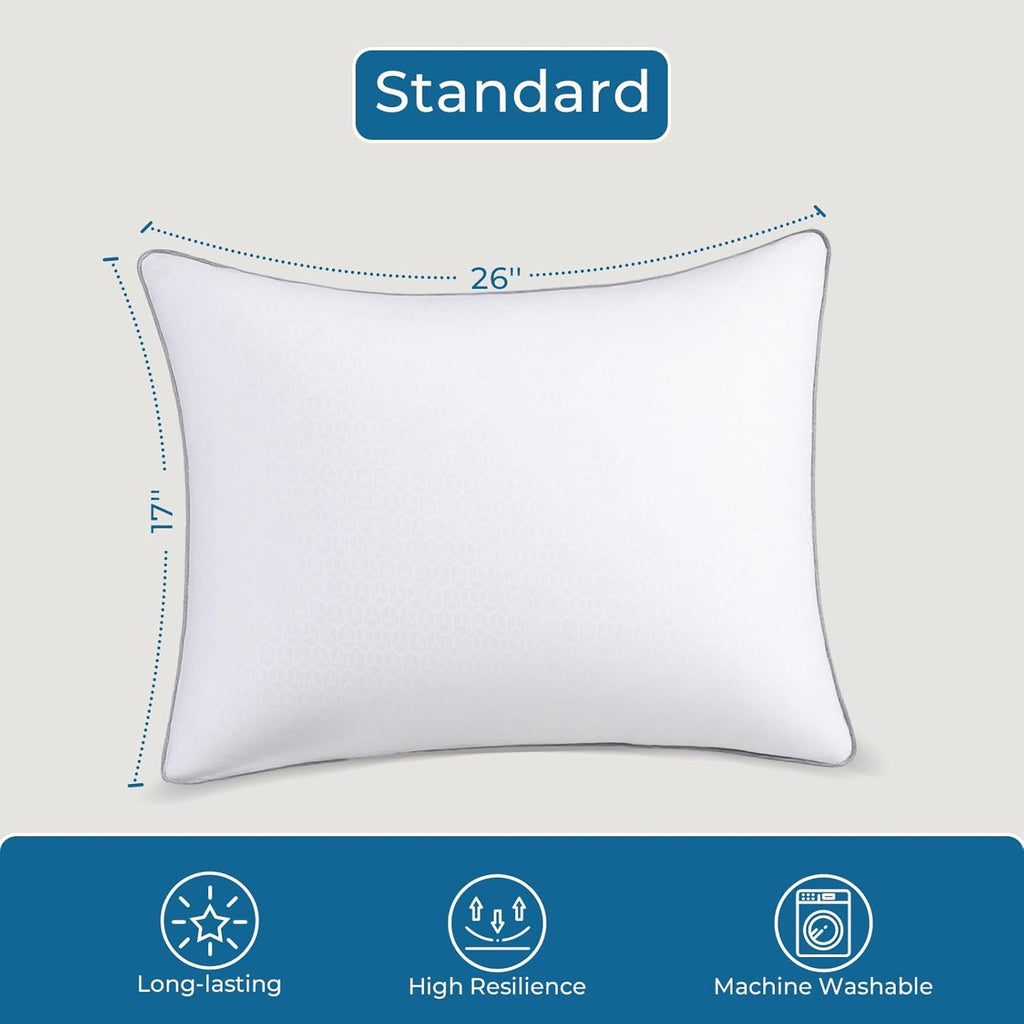 Sasttie Firm Pillows Standard Size Set of 4, Full Size Bed Pillows for Side, Back, and Stomach Sleepers - Oeko-Tex Certified Down Alternati…