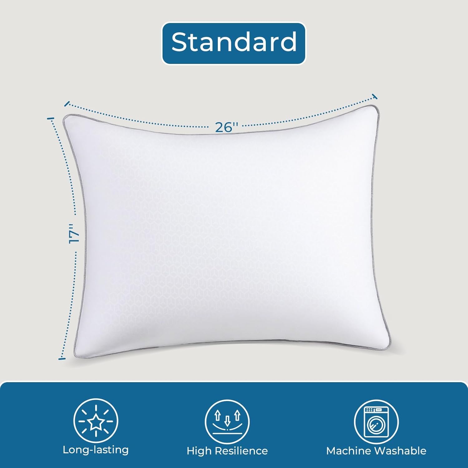 Sasttie Firm Pillows Standard Size Set of 4, Full Size Bed Pillows for Side, Back, and Stomach Sleepers - Oeko-Tex Certified Down Alternati…