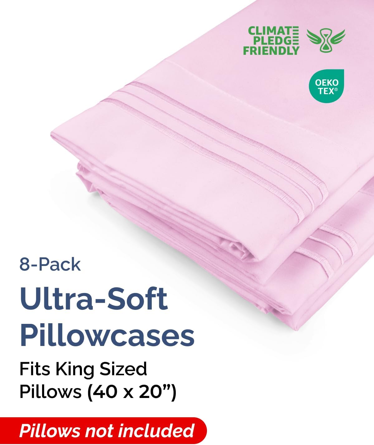 King Pillow Cases Set of 8 - Ultra Soft Hotel Quality Pillowcase Covers - Comfy, Cozy & Wrinkle Free - Shrink, Stain & Fade Resistant…