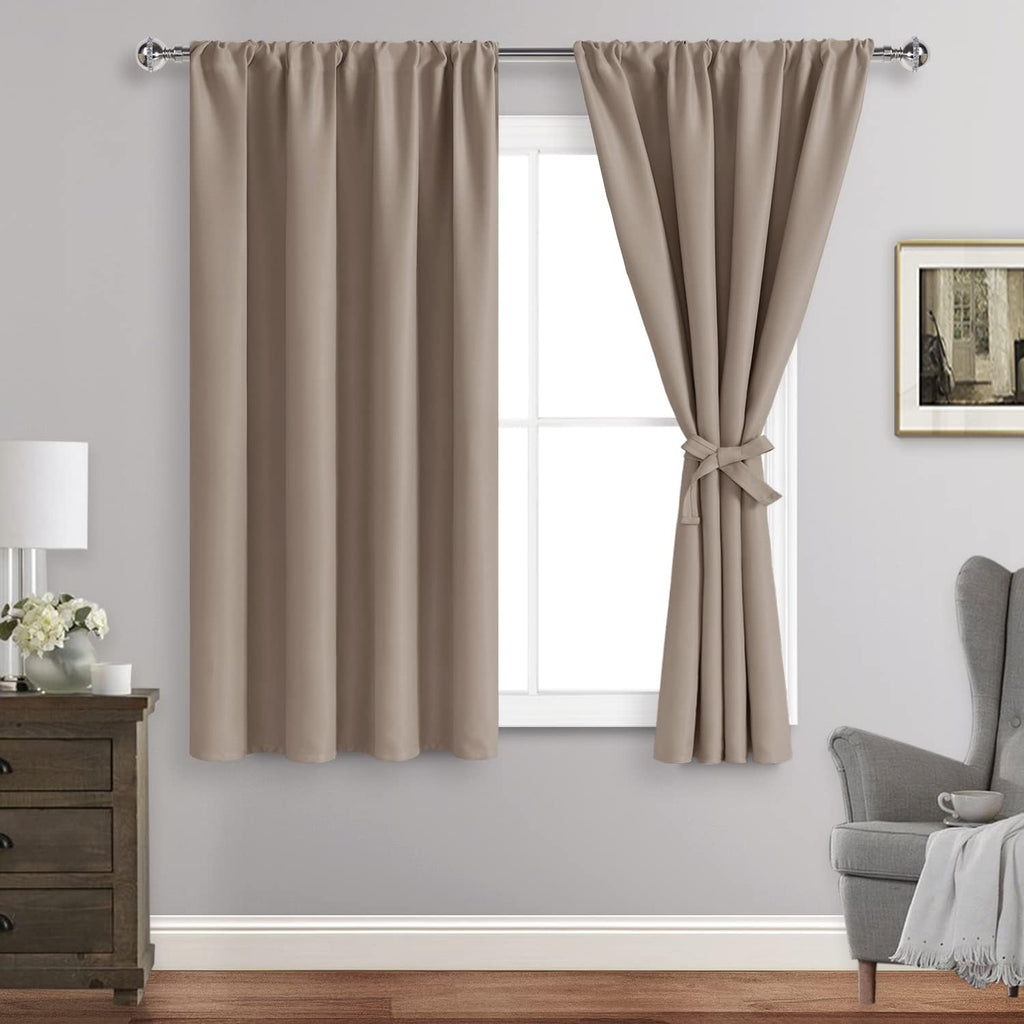 Jiuzhen Blackout Curtains for Bedroom – Thermal Insulated, Noise Reducing Room Darkening Privacy Rod Pocket Drapes for Living Room, Set of 2…