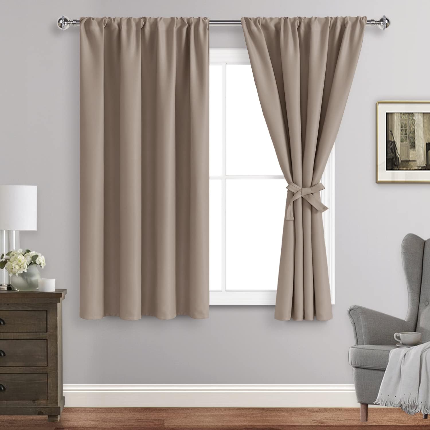 Jiuzhen Blackout Curtains for Bedroom – Thermal Insulated, Noise Reducing Room Darkening Privacy Rod Pocket Drapes for Living Room, Set of 2…