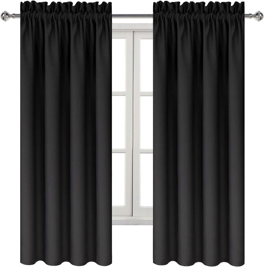 Dwcn Blackout Curtains – Thermal Insulated, Energy Saving & Noise Reducing Bedroom and Living Room Curtains, Black, W 42x L 63 Inch, Set of…