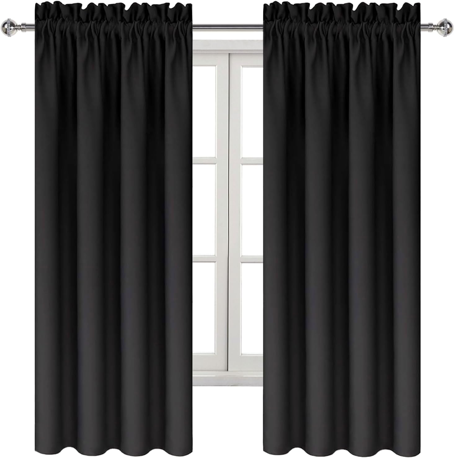Dwcn Blackout Curtains – Thermal Insulated, Energy Saving & Noise Reducing Bedroom and Living Room Curtains, Black, W 42x L 63 Inch, Set of…