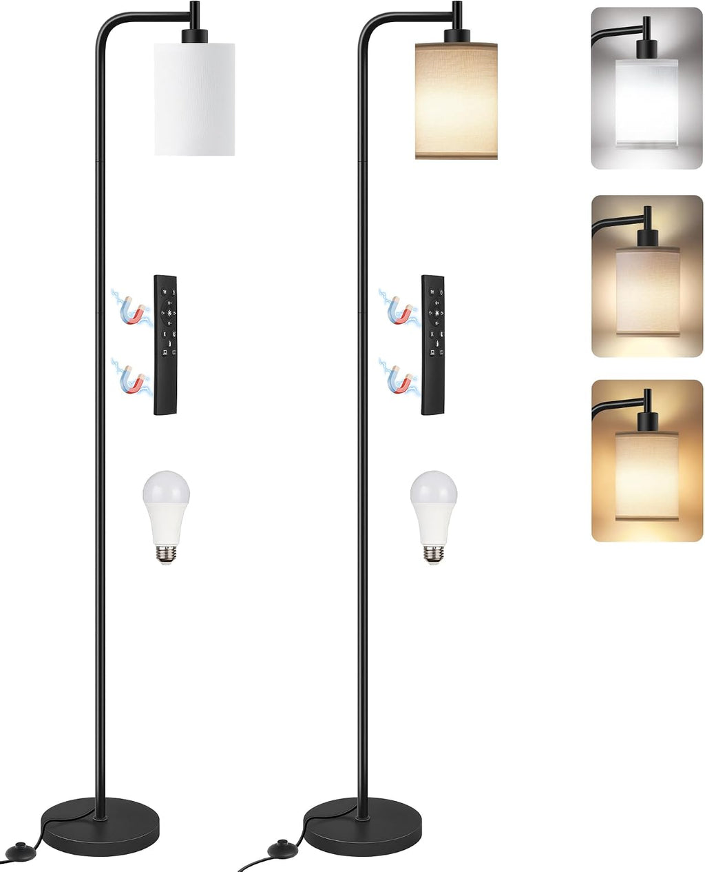 2Pack Dimmable Floor Lamp for Living Room with Remote and Foot Switch, Modern Standing, Corner Lamp,10W Bulb 3 Color Temperatures, for…