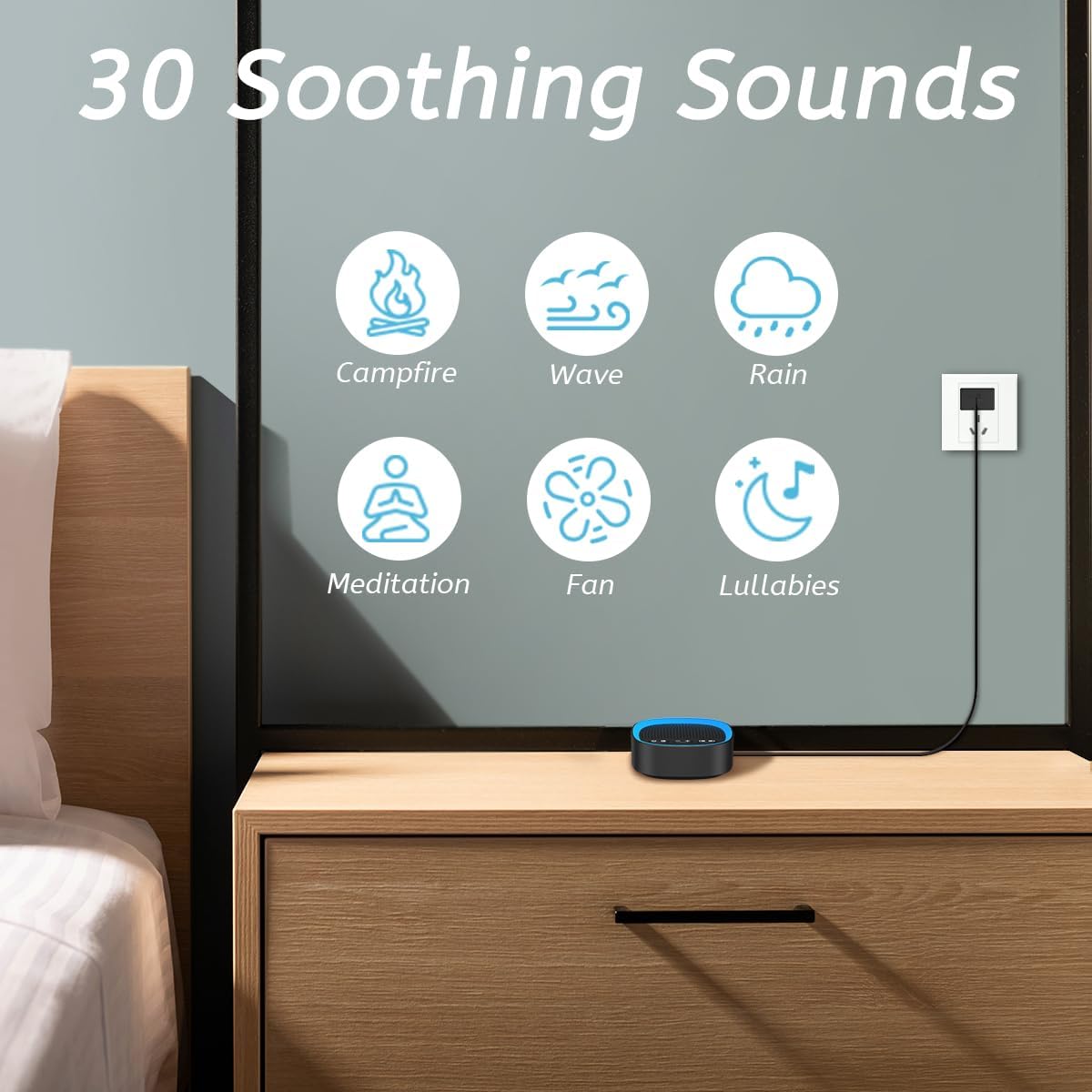 Sleep White Noise Sound Machines with 30 Soothing Sounds 3.5 mm Headphone Jack 5 Timer Settings 32 Precise Volume Memory Function Compact…