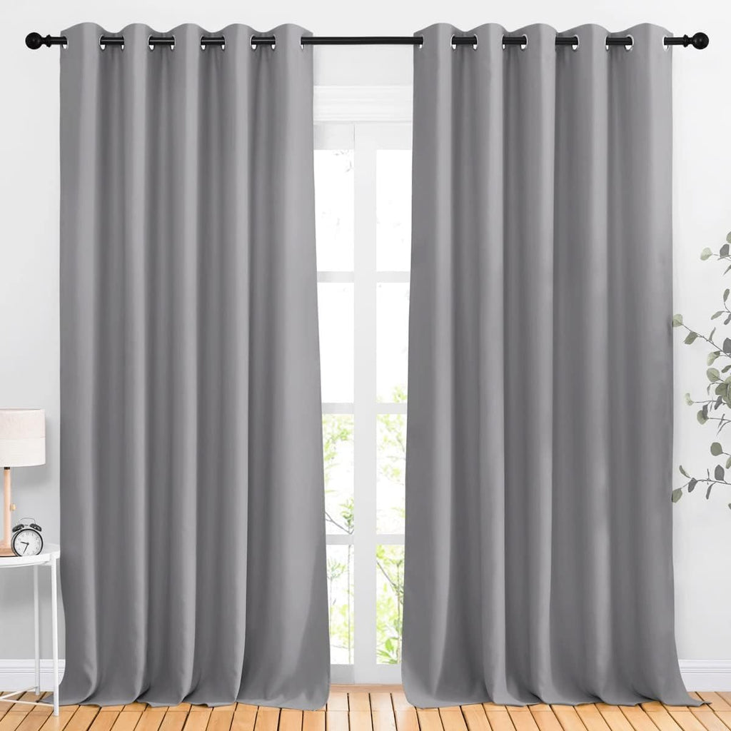 NICETOWN Blackout Silver Grey Curtains & Drapes for Bedroom - Noise Reducing Thermal Insulated Solid Grommet Room Darkening Window Drapes…